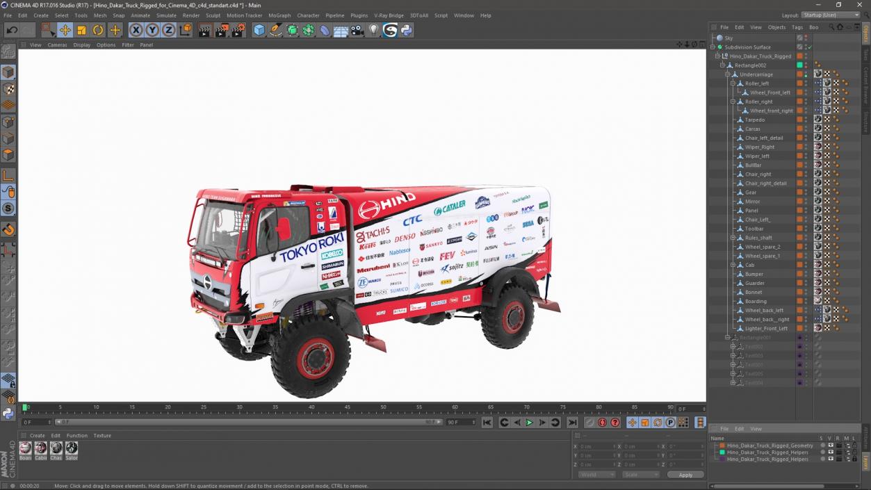 Hino Dakar Truck Rigged for Cinema 4D 3D