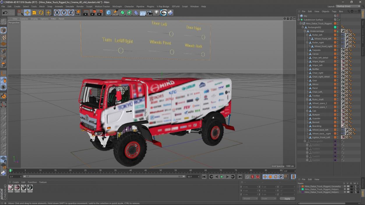 Hino Dakar Truck Rigged for Cinema 4D 3D