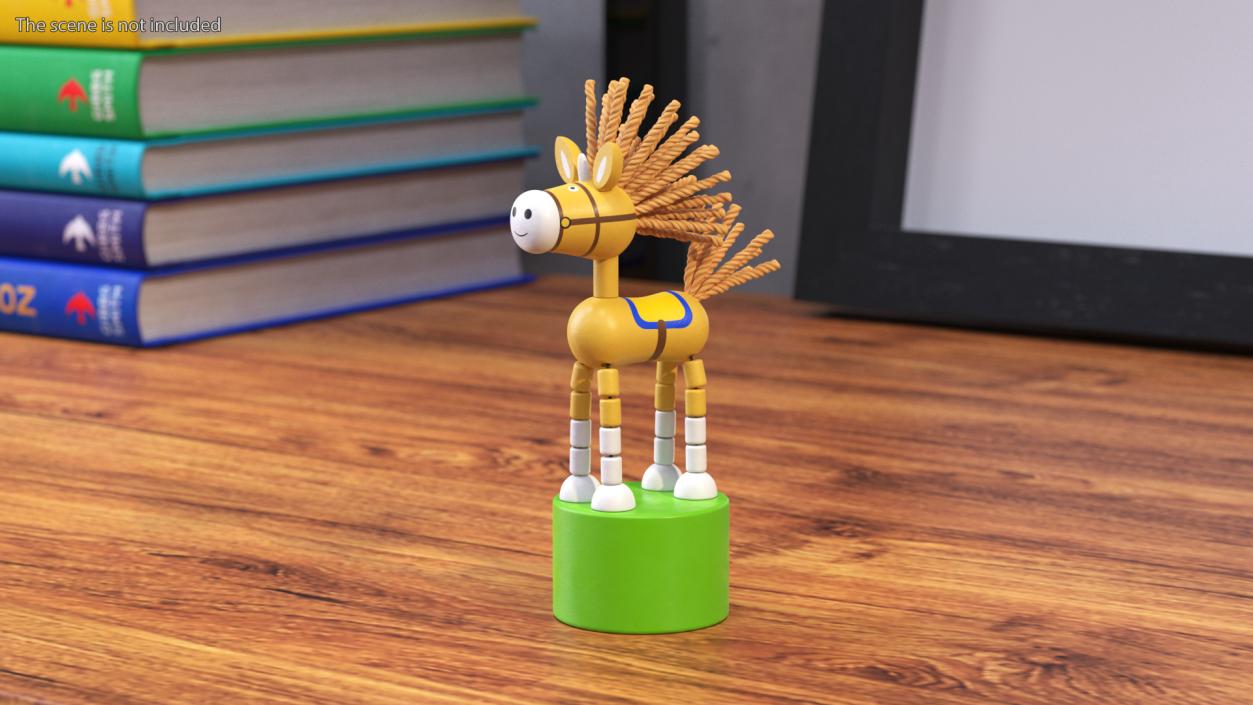 3D Unicorn Puppet Toy Yellow Rigged for Maya