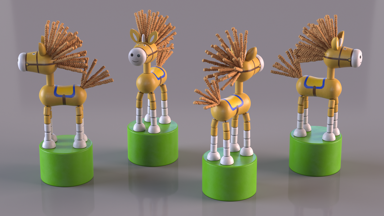 3D Unicorn Puppet Toy Yellow Rigged for Maya