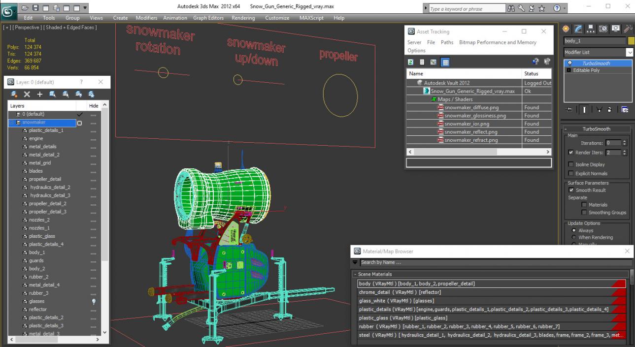 3D Snow Gun Generic Rigged model