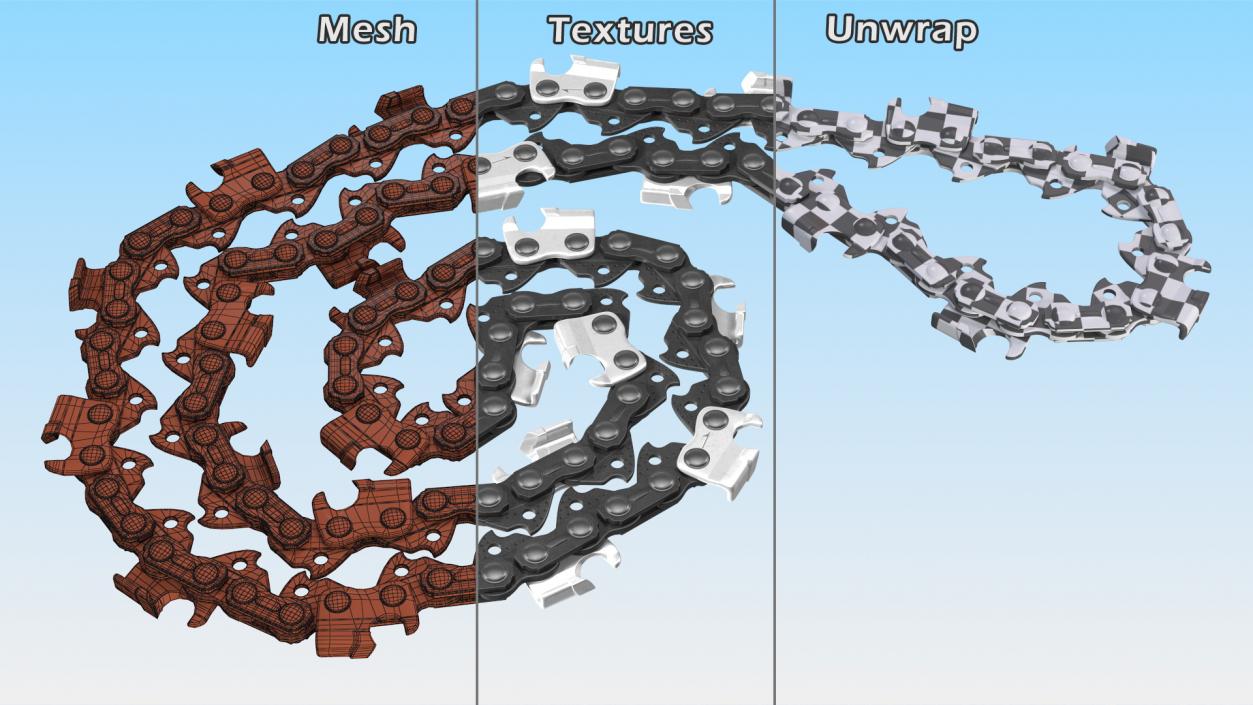 3D Curled Black Chain for Chainsaw