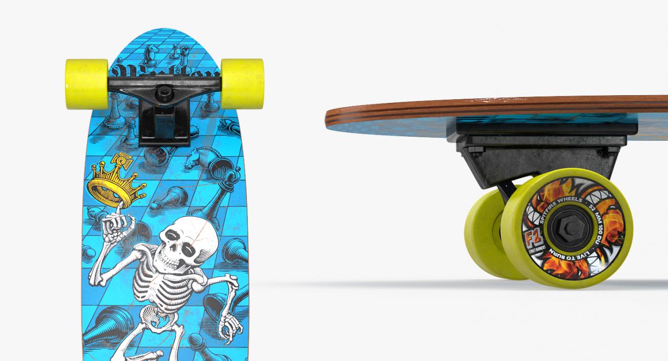 Kicktail Skateboard 3D model