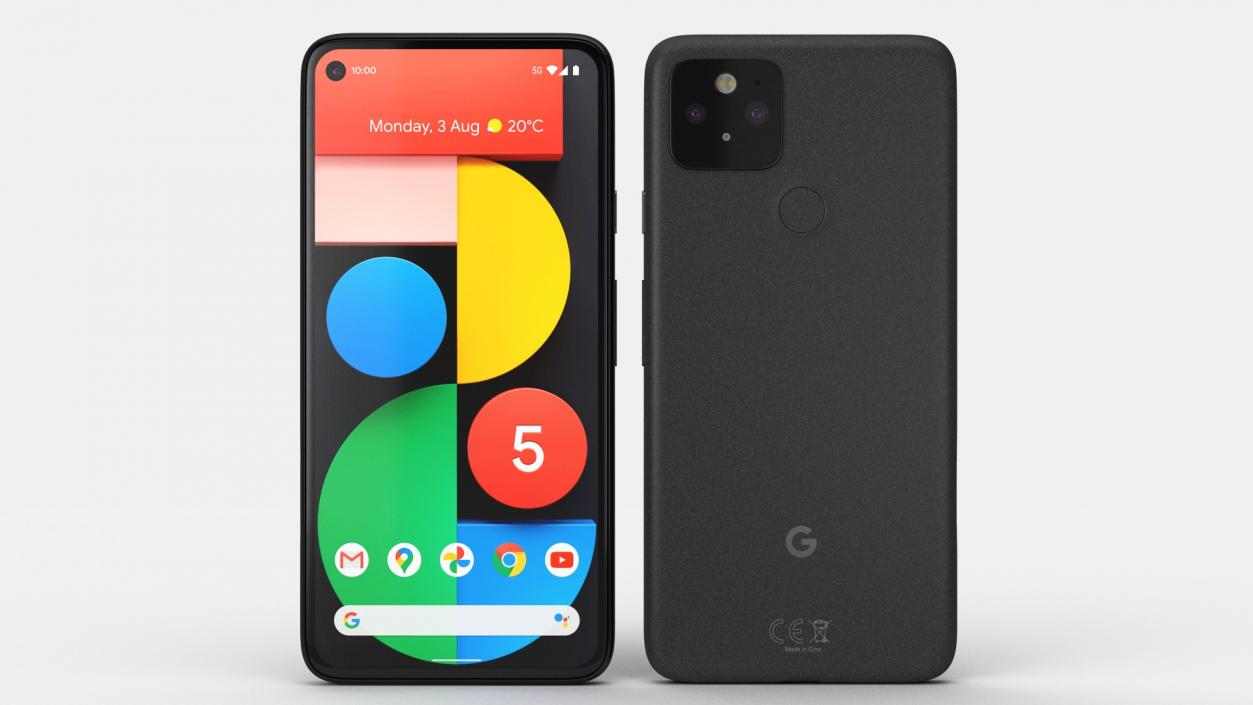 3D 5G Mobile Phone Google Pixel 5 Just Black