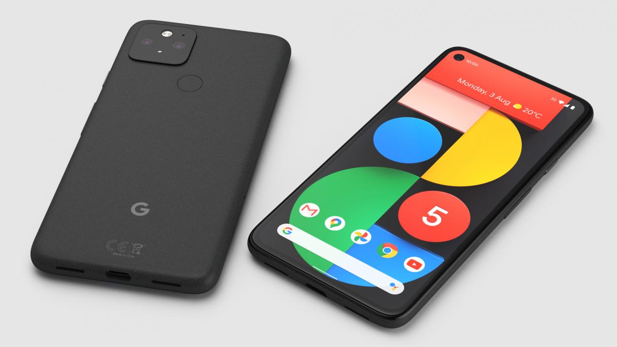 3D 5G Mobile Phone Google Pixel 5 Just Black