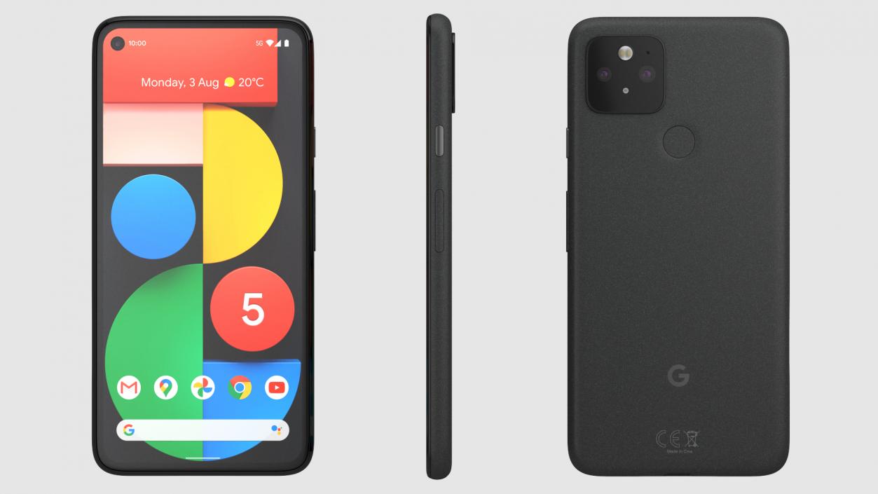 3D 5G Mobile Phone Google Pixel 5 Just Black