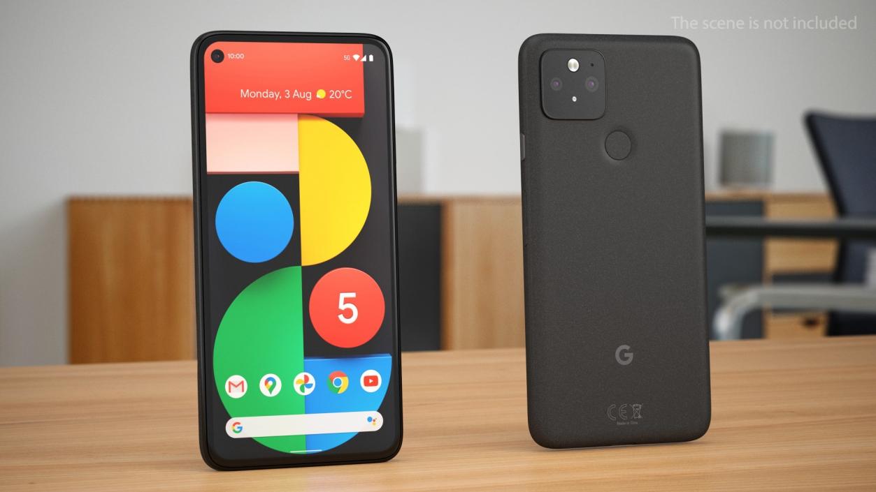 3D 5G Mobile Phone Google Pixel 5 Just Black