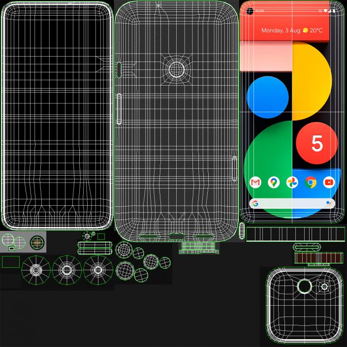 3D 5G Mobile Phone Google Pixel 5 Just Black