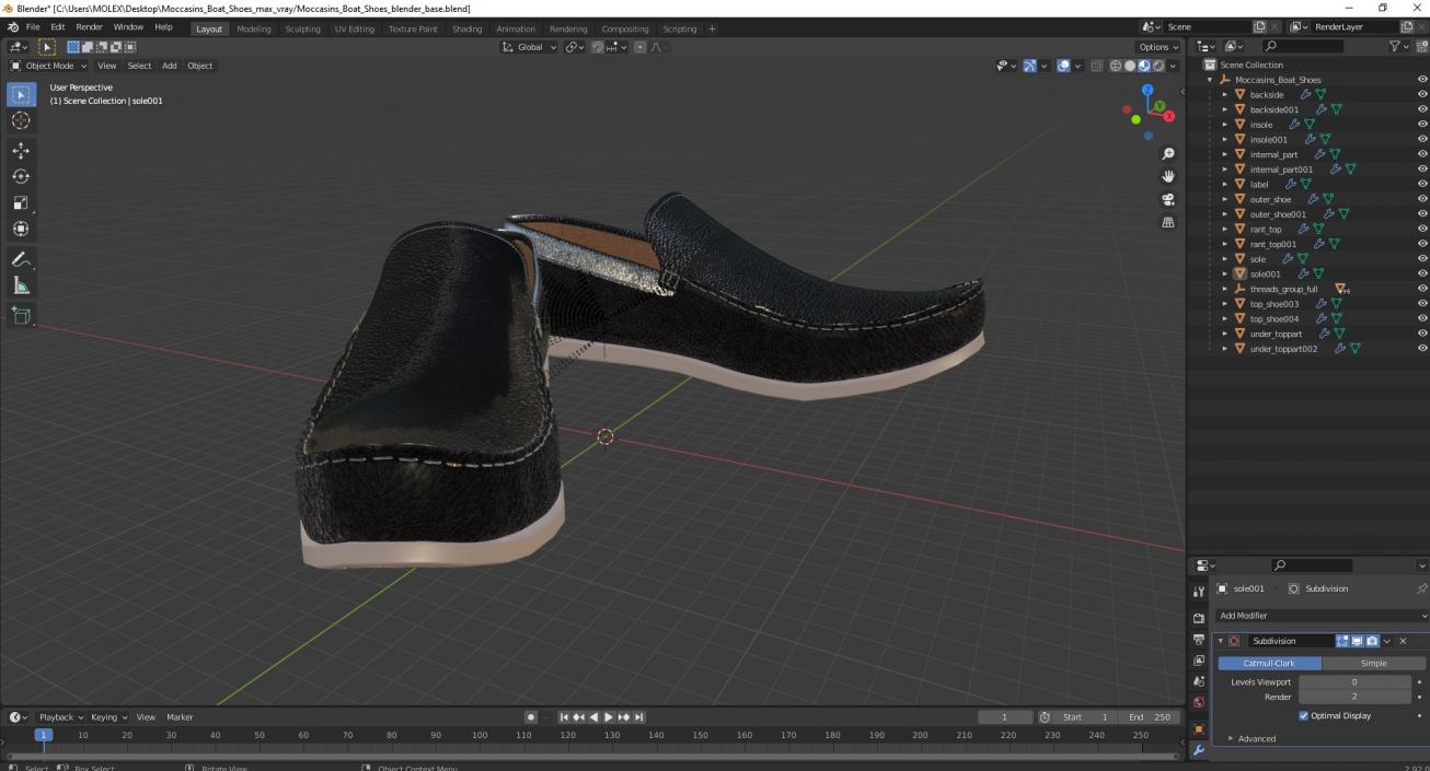 3D model Moccasins Boat Shoes