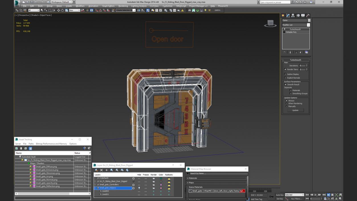 Sci Fi Sliding Blast Door Rigged 3D