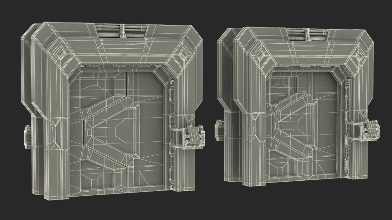 Sci Fi Sliding Blast Door Rigged 3D