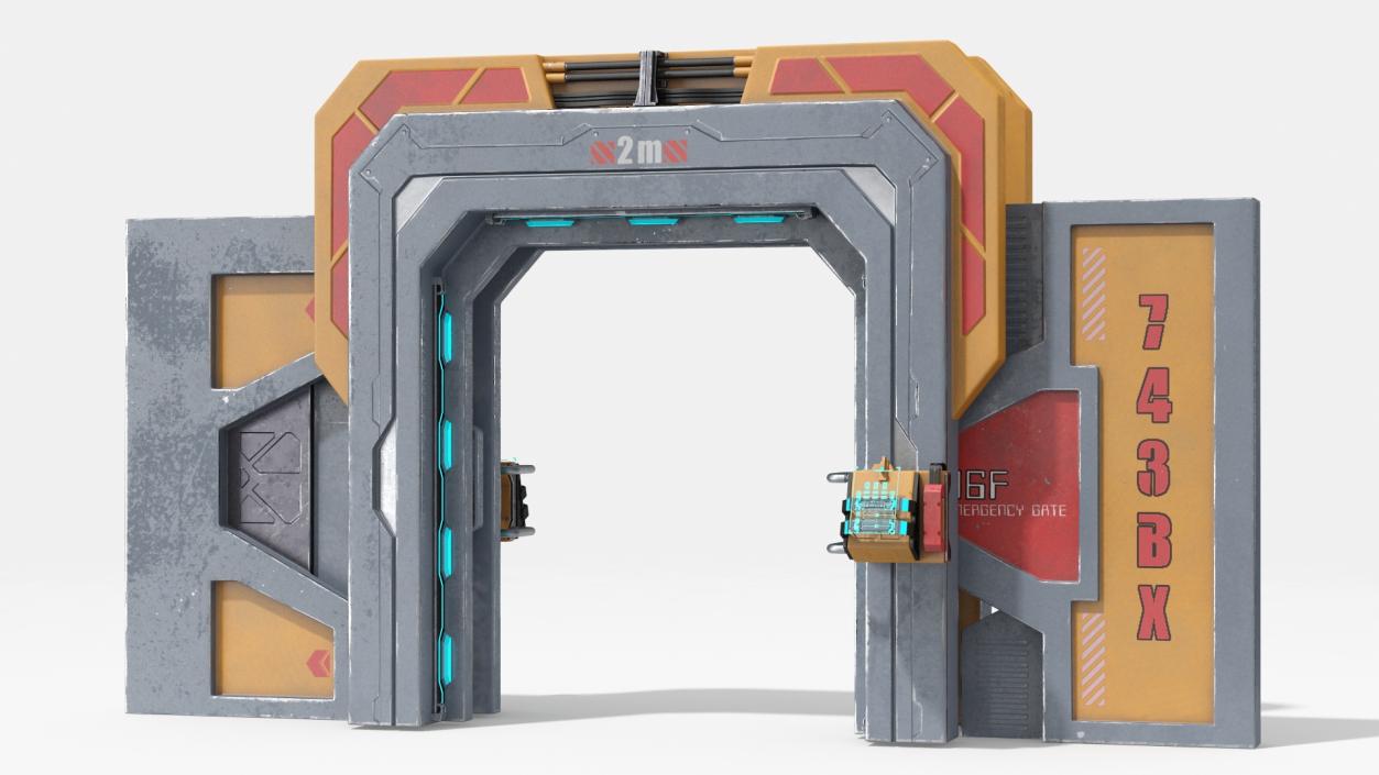 Sci Fi Sliding Blast Door Rigged 3D