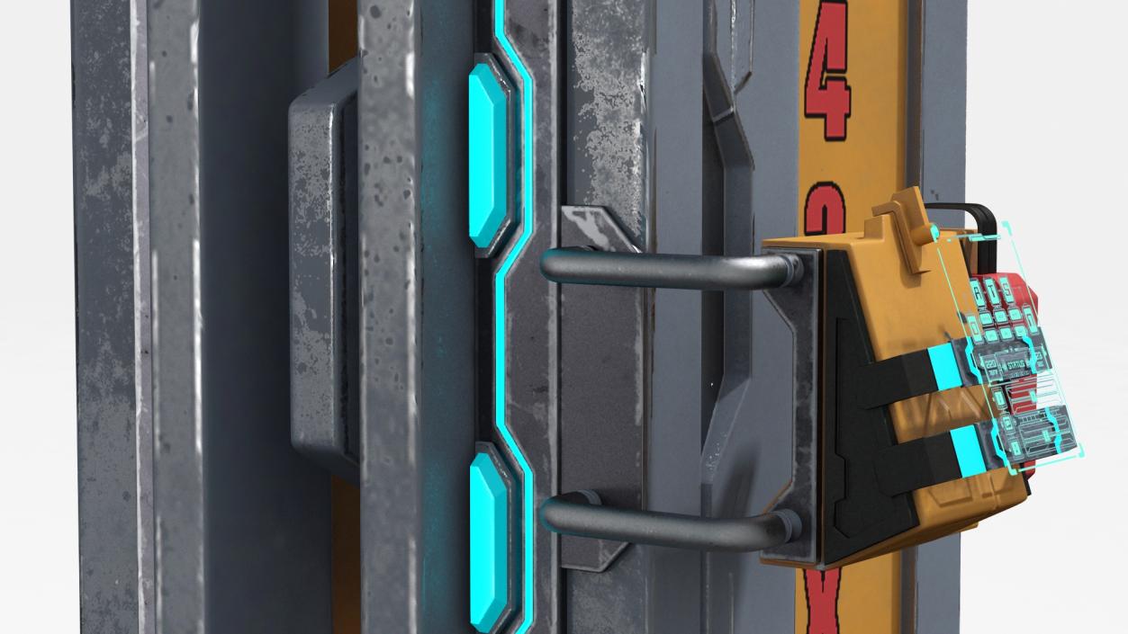 Sci Fi Sliding Blast Door Rigged 3D