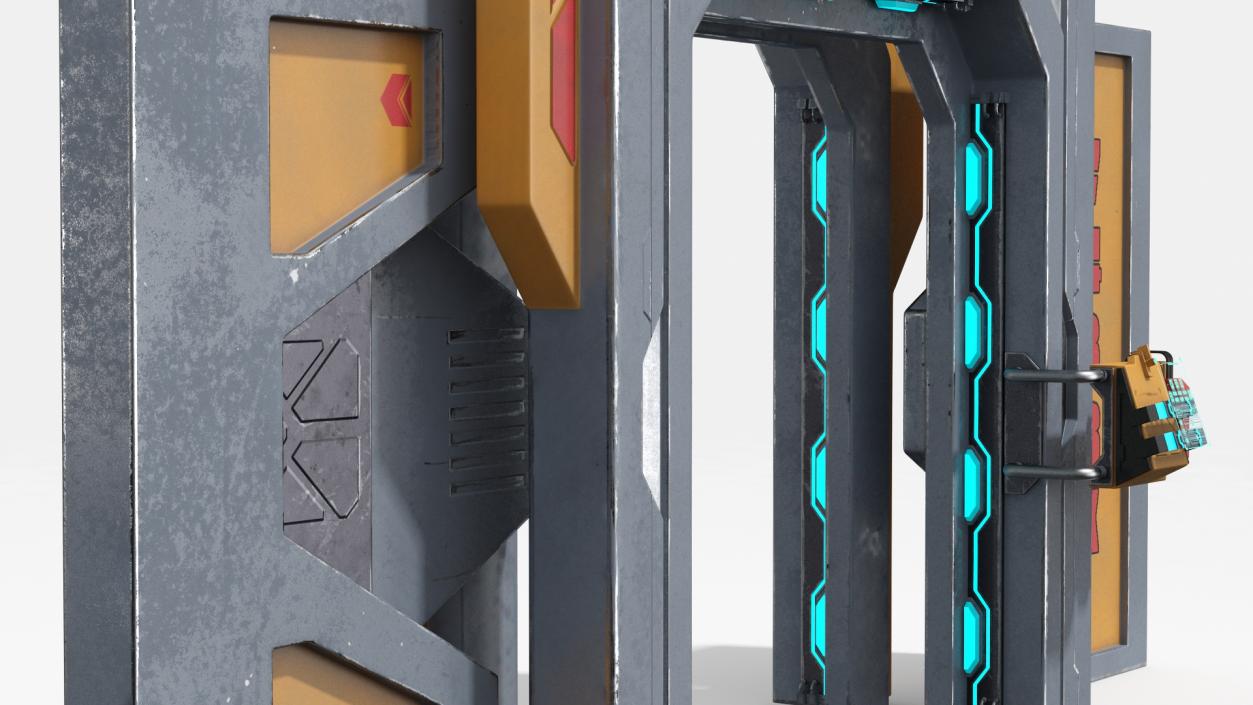 Sci Fi Sliding Blast Door Rigged 3D