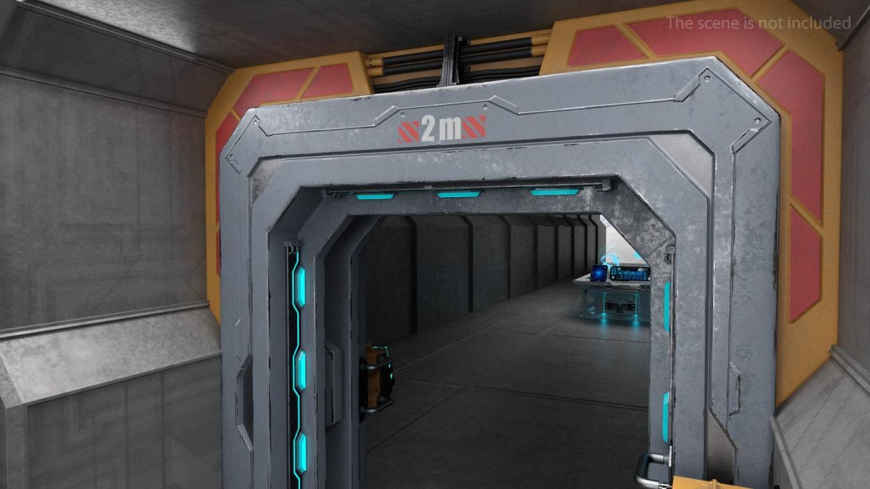 Sci Fi Sliding Blast Door Rigged 3D