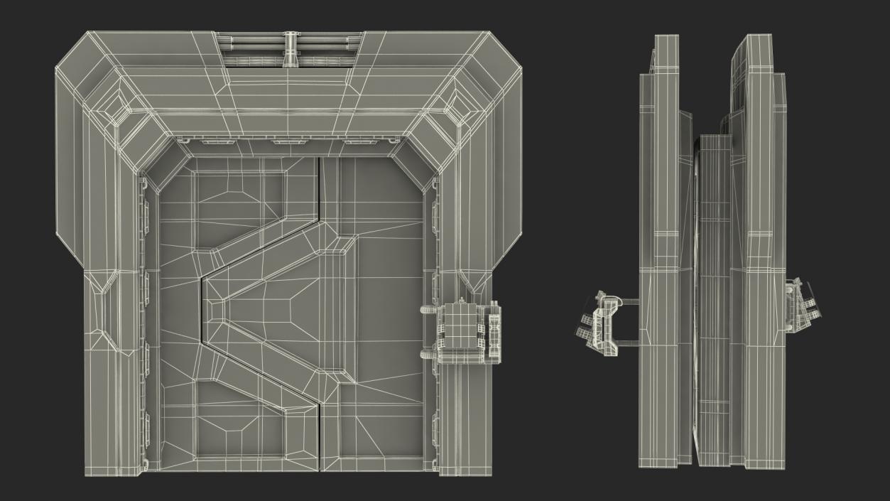 Sci Fi Sliding Blast Door Rigged 3D