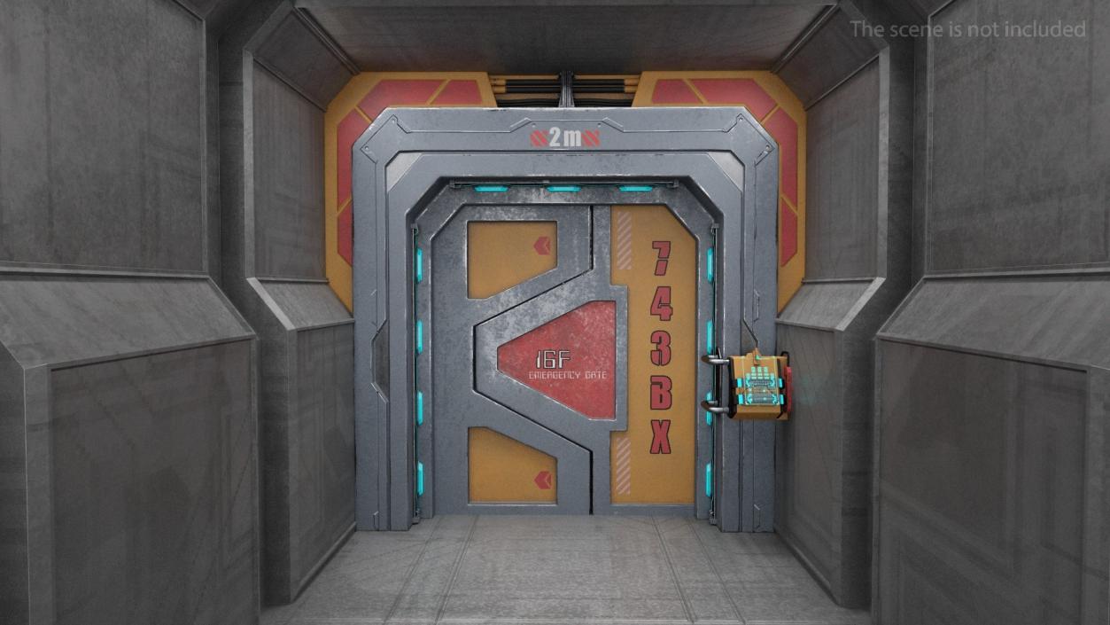 Sci Fi Sliding Blast Door Rigged 3D