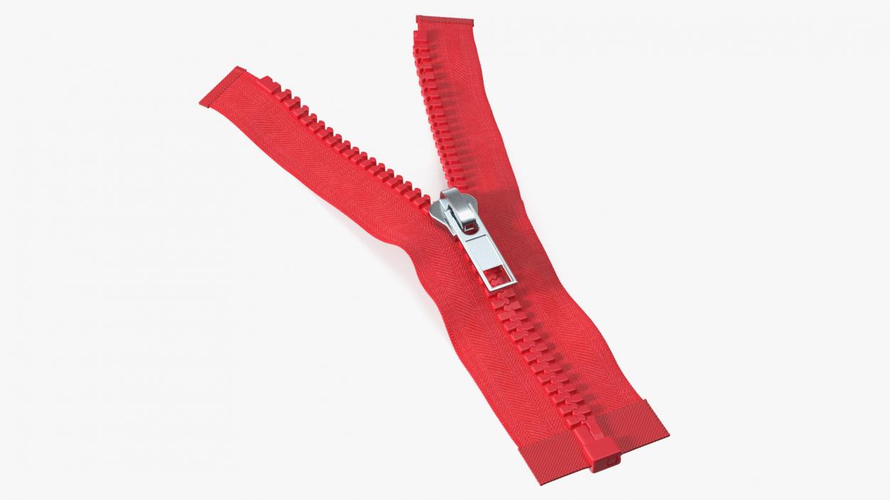 3D model Two Sided Plastic Zipper Opened Red