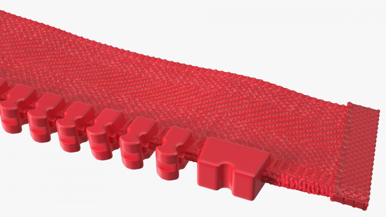 3D model Two Sided Plastic Zipper Opened Red