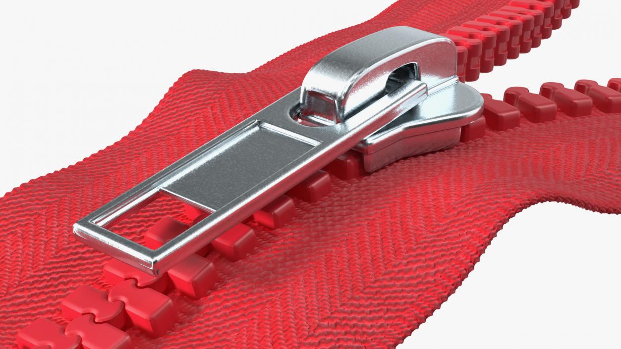 3D model Two Sided Plastic Zipper Opened Red