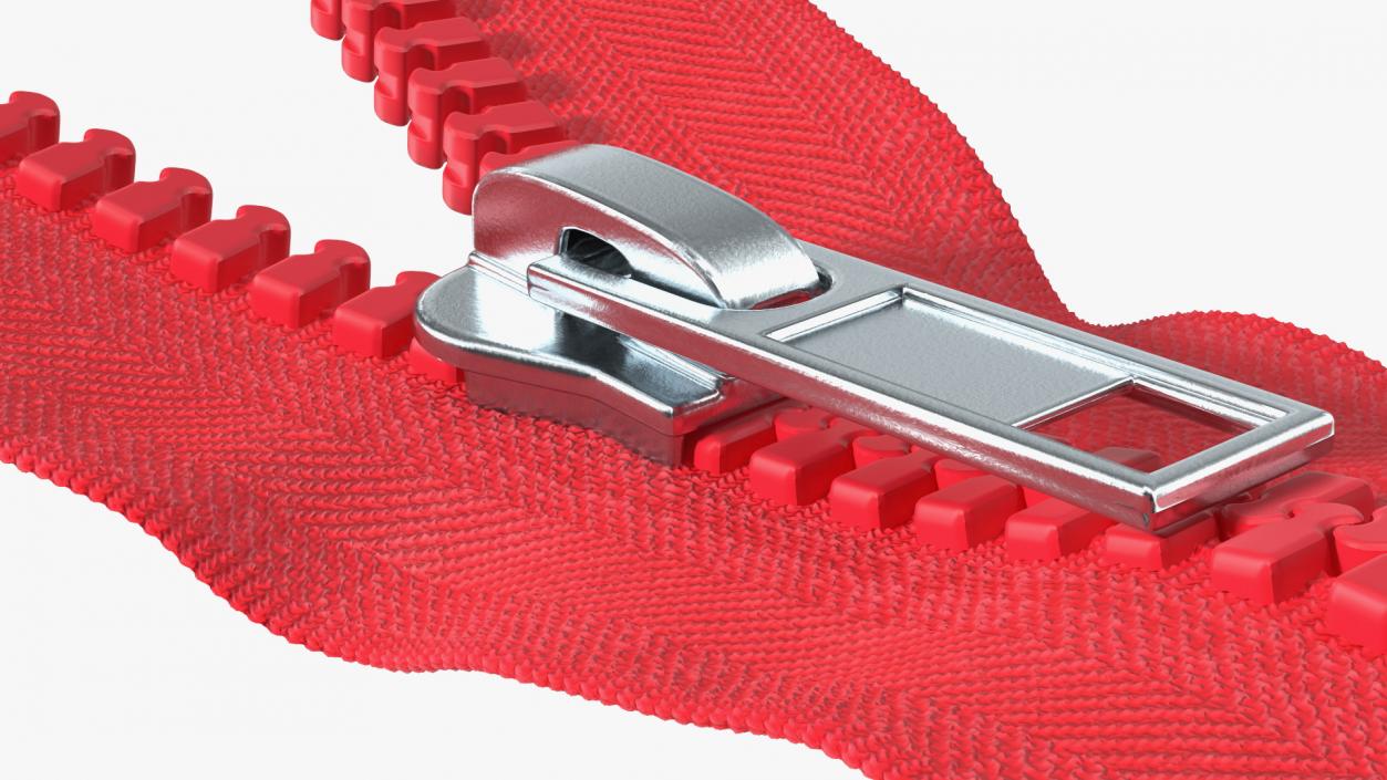 3D model Two Sided Plastic Zipper Opened Red