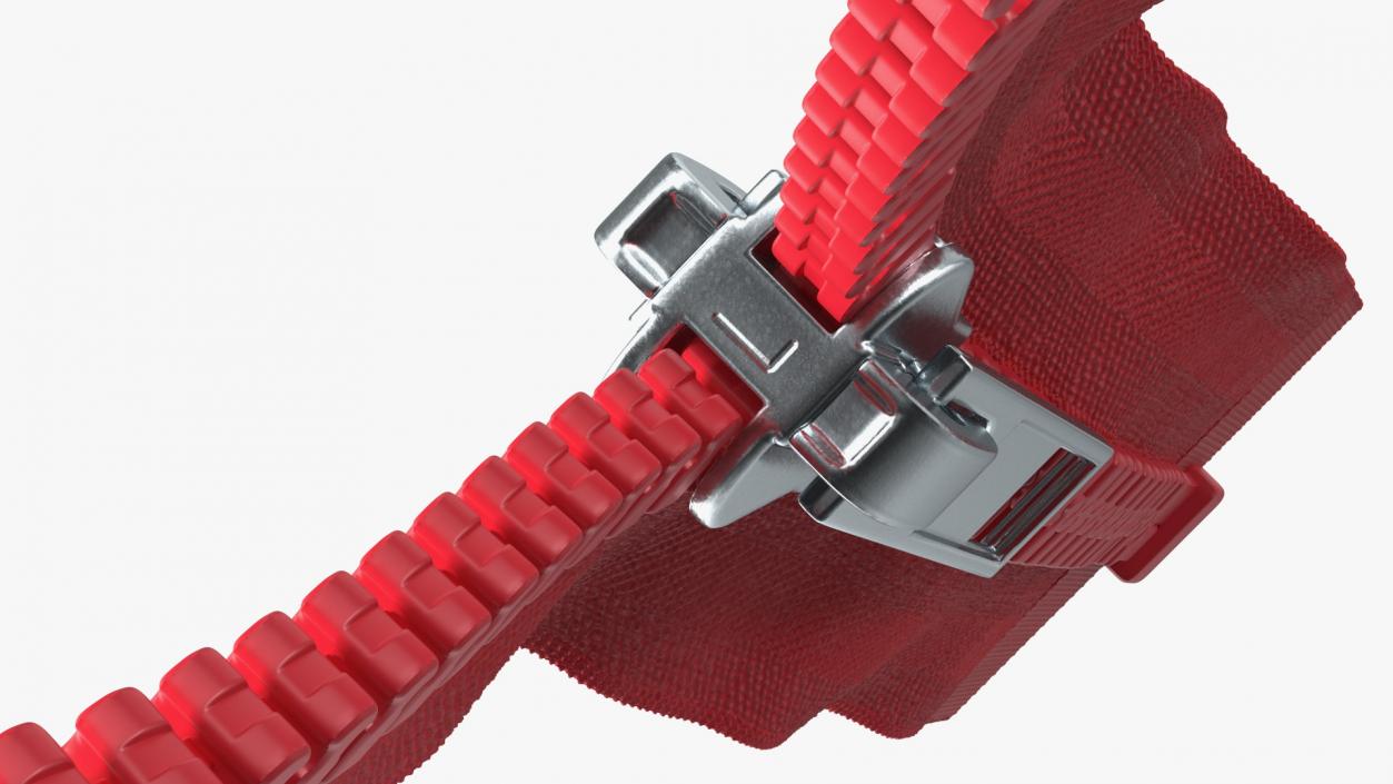 3D model Two Sided Plastic Zipper Opened Red