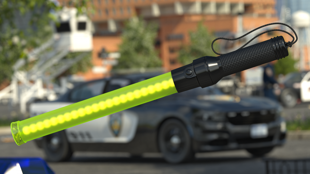 3D LED Traffic Control Baton Green switched On model