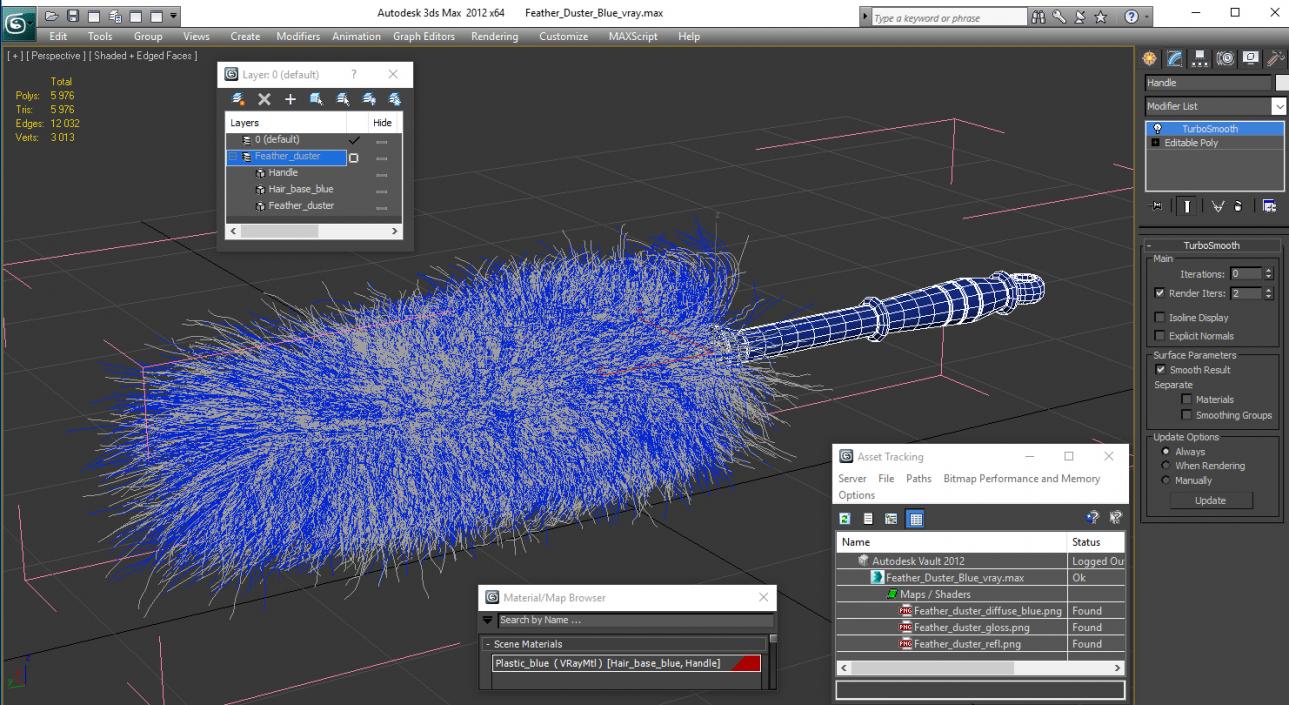 3D Feather Duster Blue Fur model