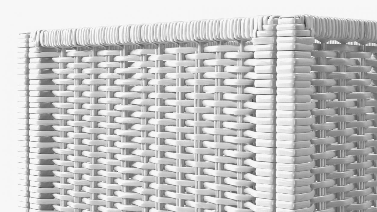 Rattan Storage Basket White 3D