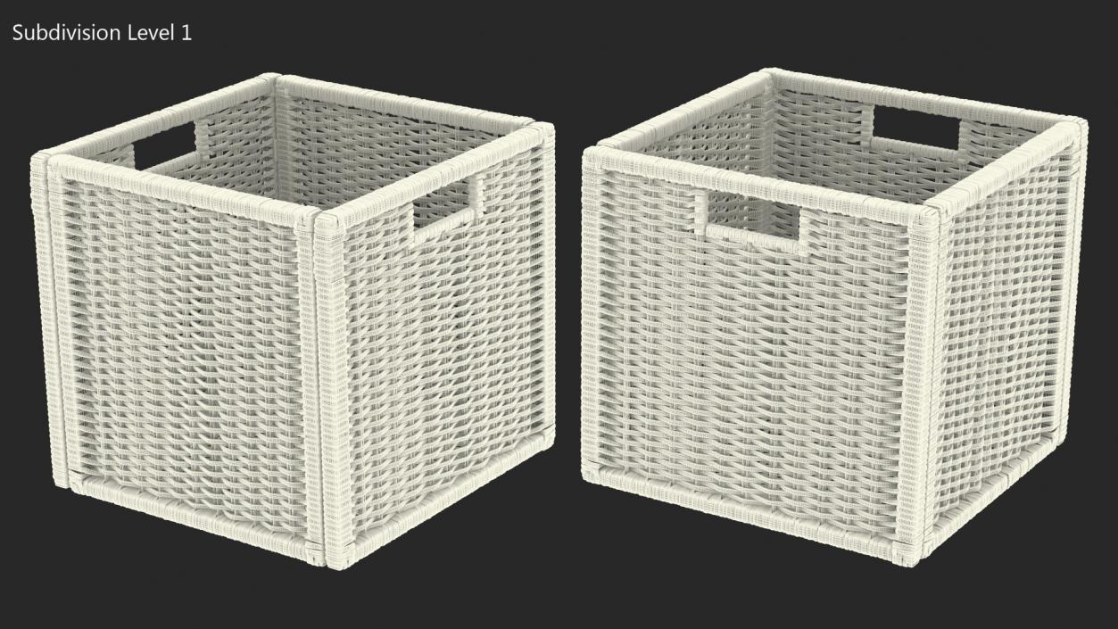 Rattan Storage Basket White 3D