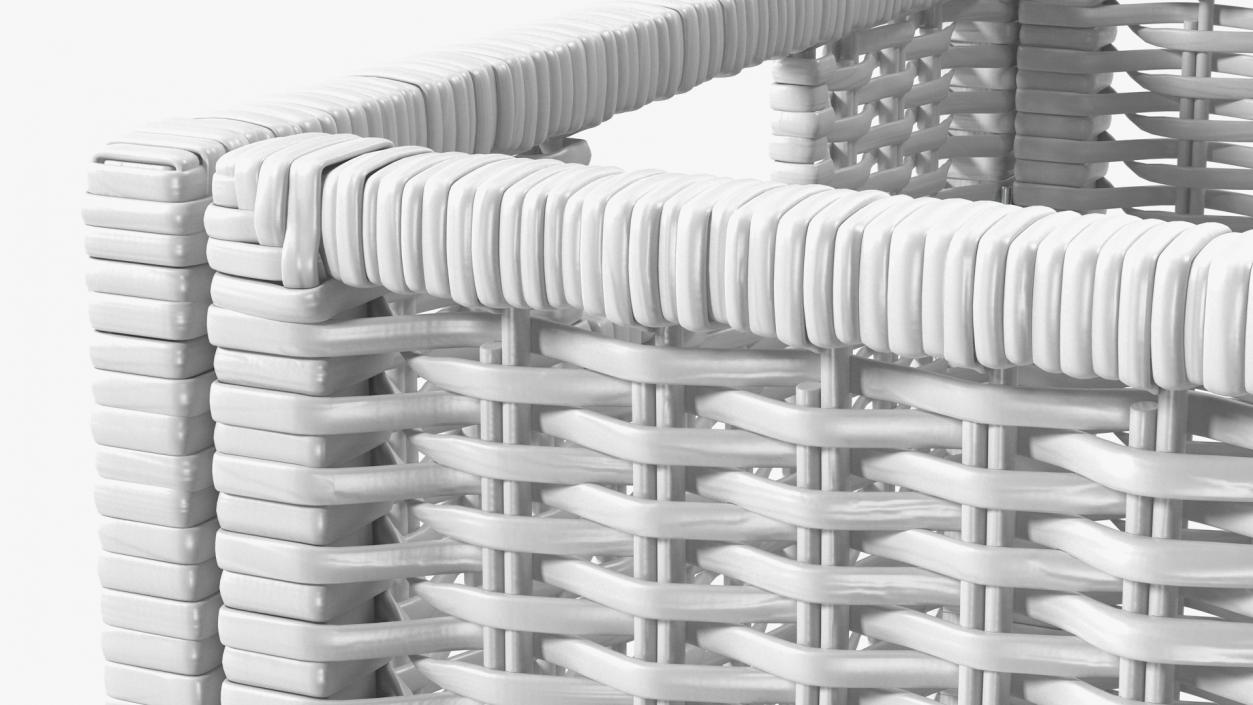 Rattan Storage Basket White 3D