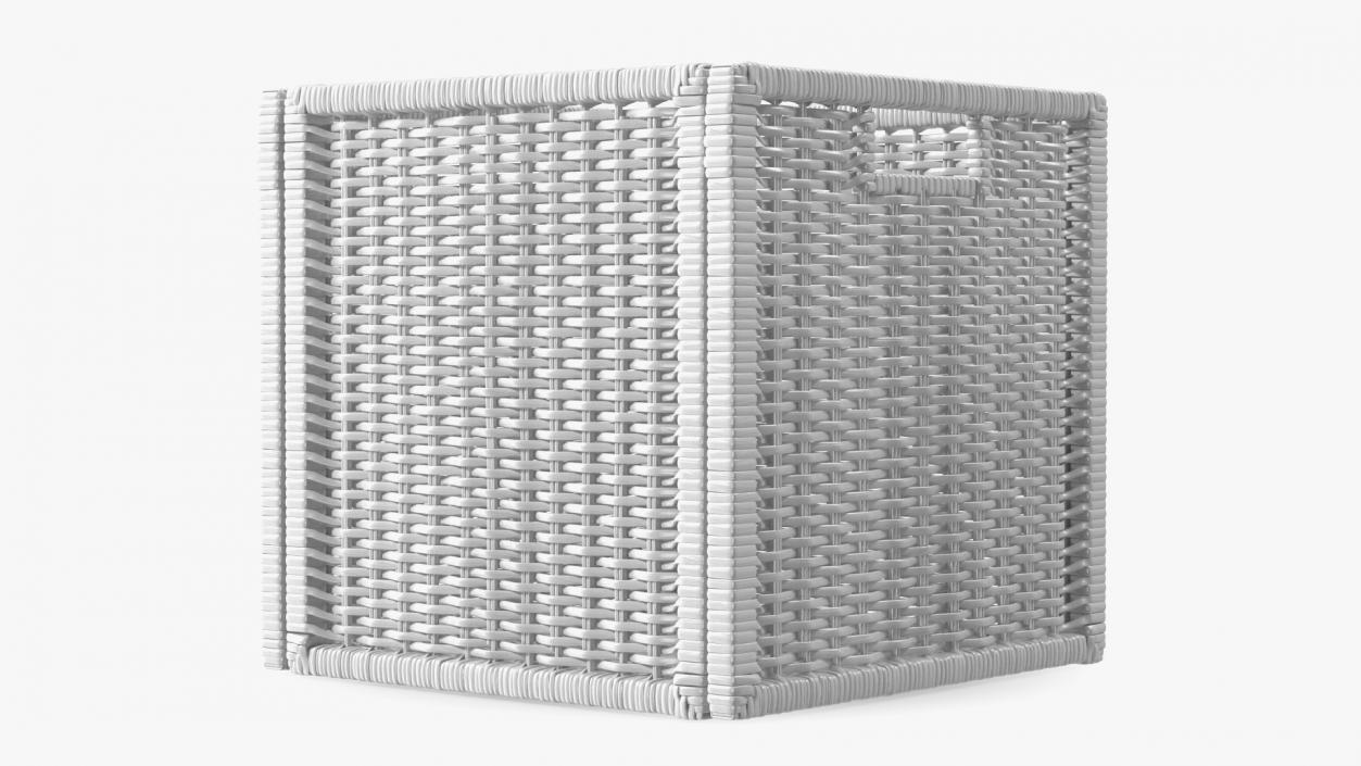 Rattan Storage Basket White 3D