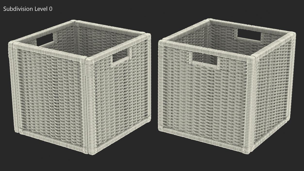 Rattan Storage Basket White 3D