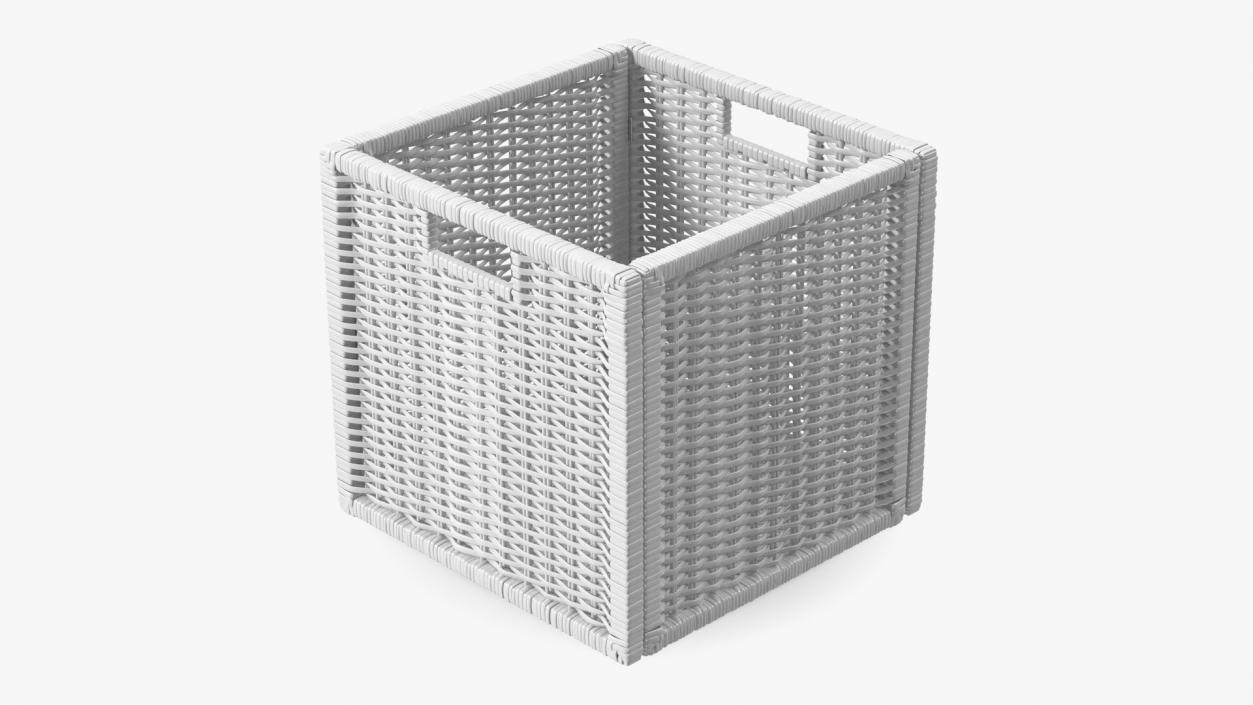 Rattan Storage Basket White 3D