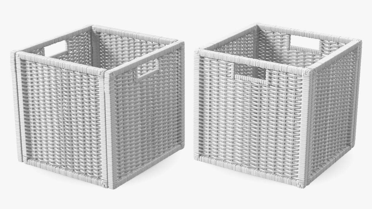 Rattan Storage Basket White 3D