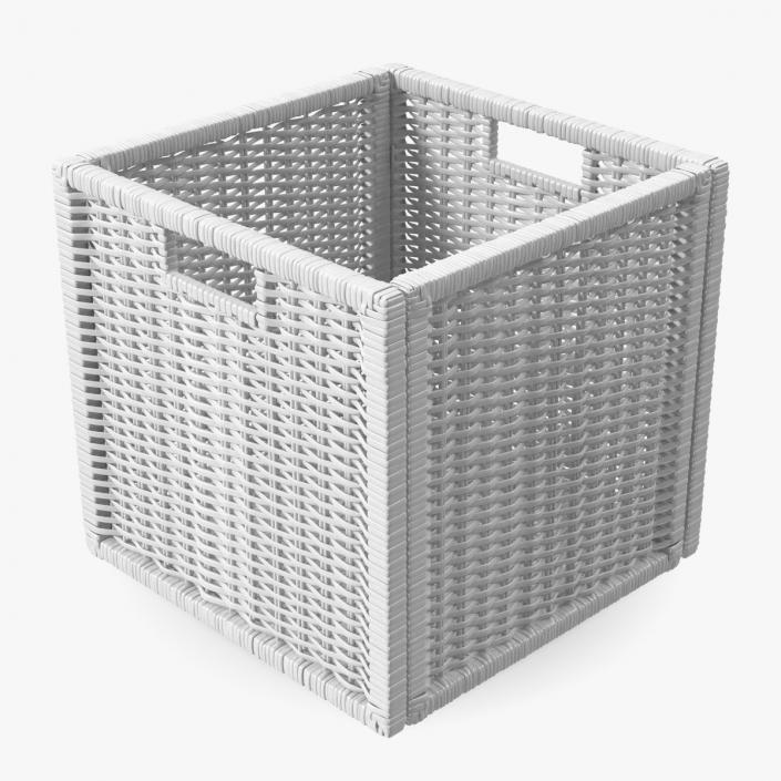 Rattan Storage Basket White 3D