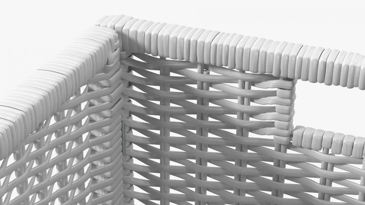 Rattan Storage Basket White 3D