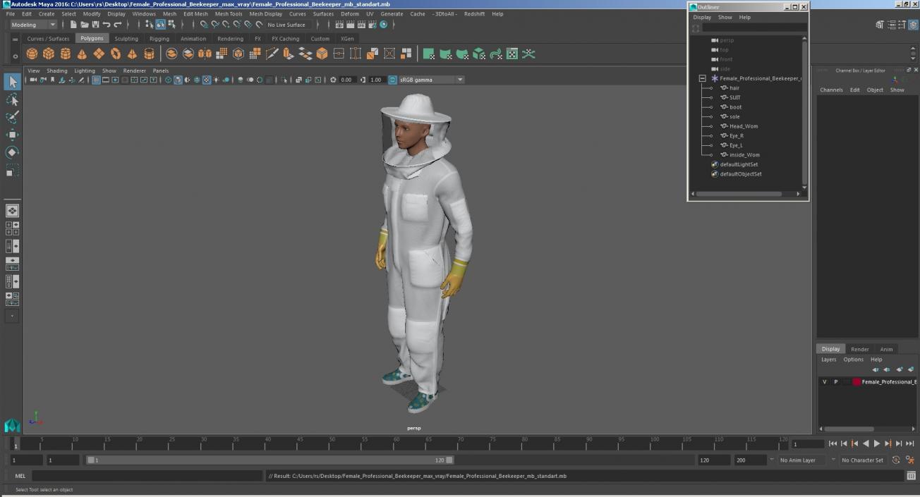 Female Professional Beekeeper 3D model