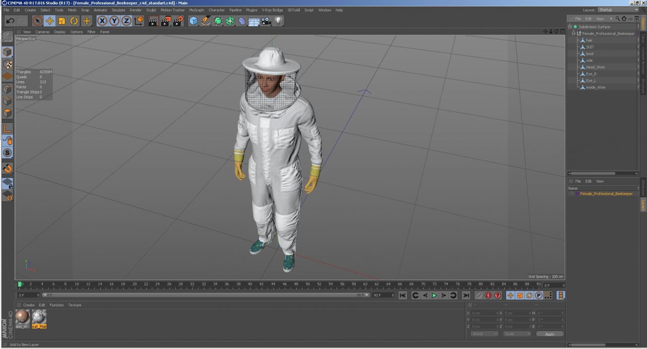 Female Professional Beekeeper 3D model