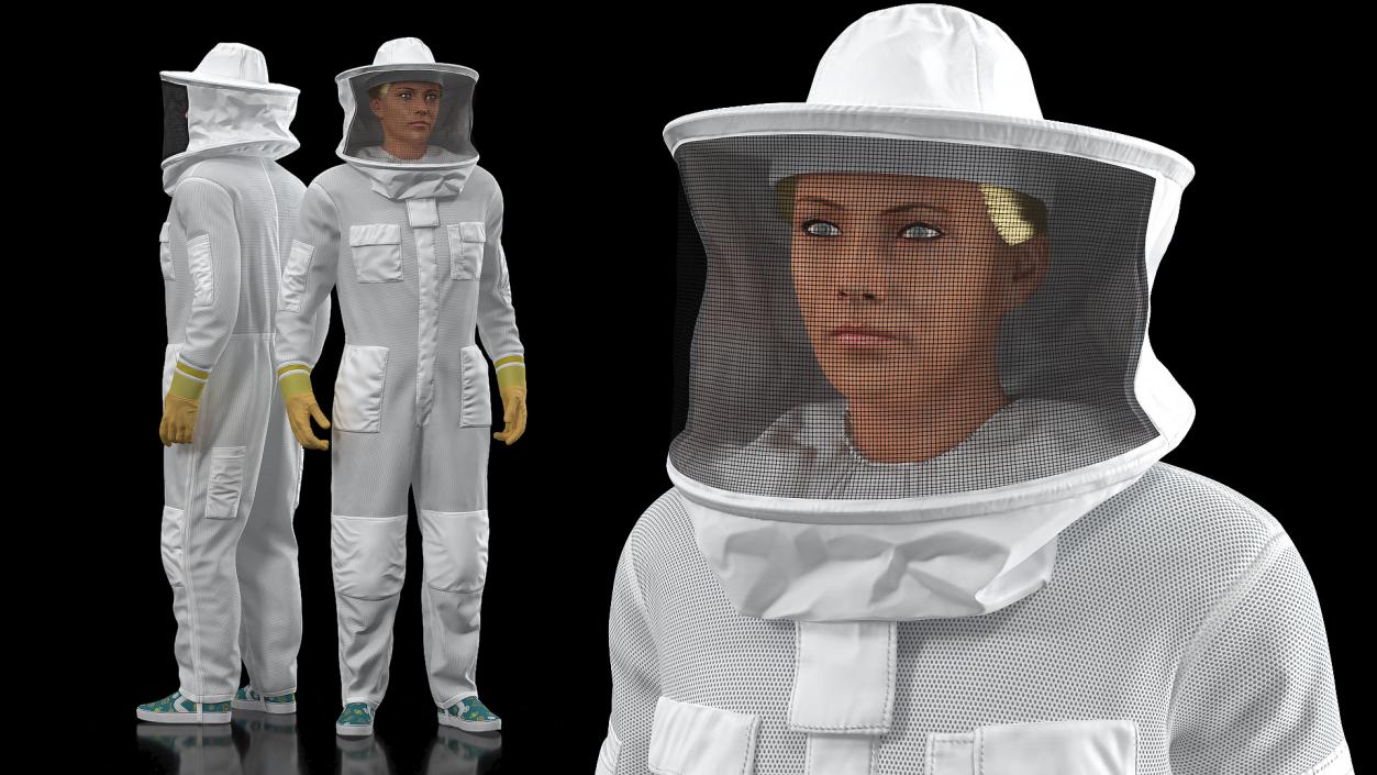 Female Professional Beekeeper 3D model