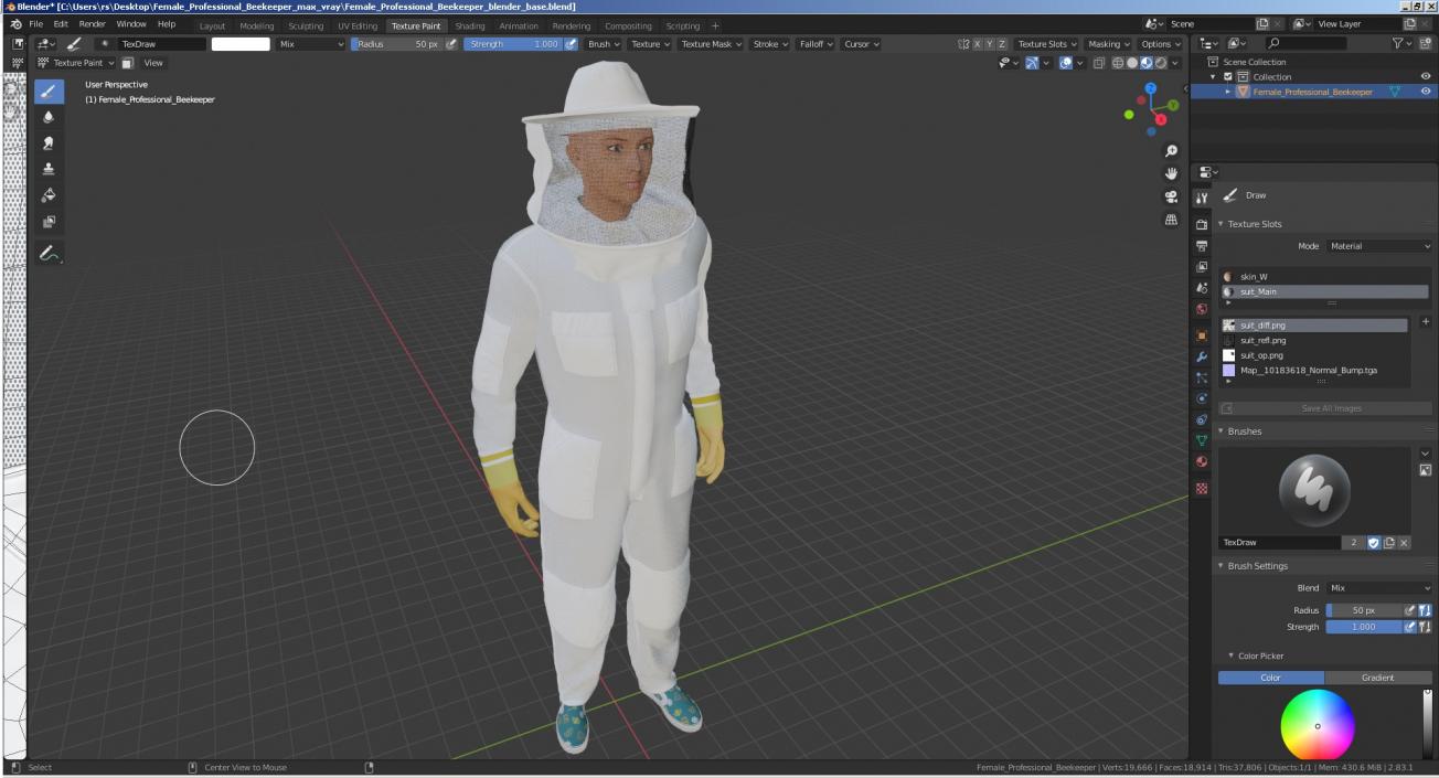 Female Professional Beekeeper 3D model