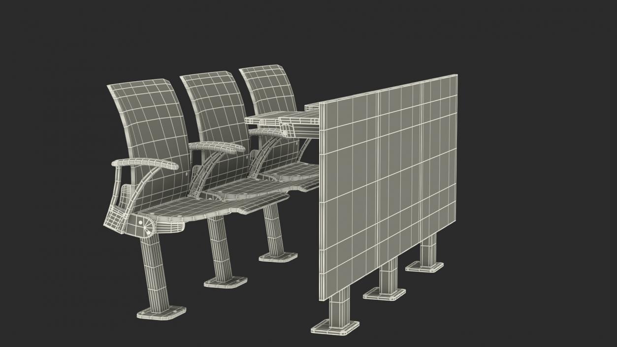 Auditorium Chairs And Tables Light Wood 3D model