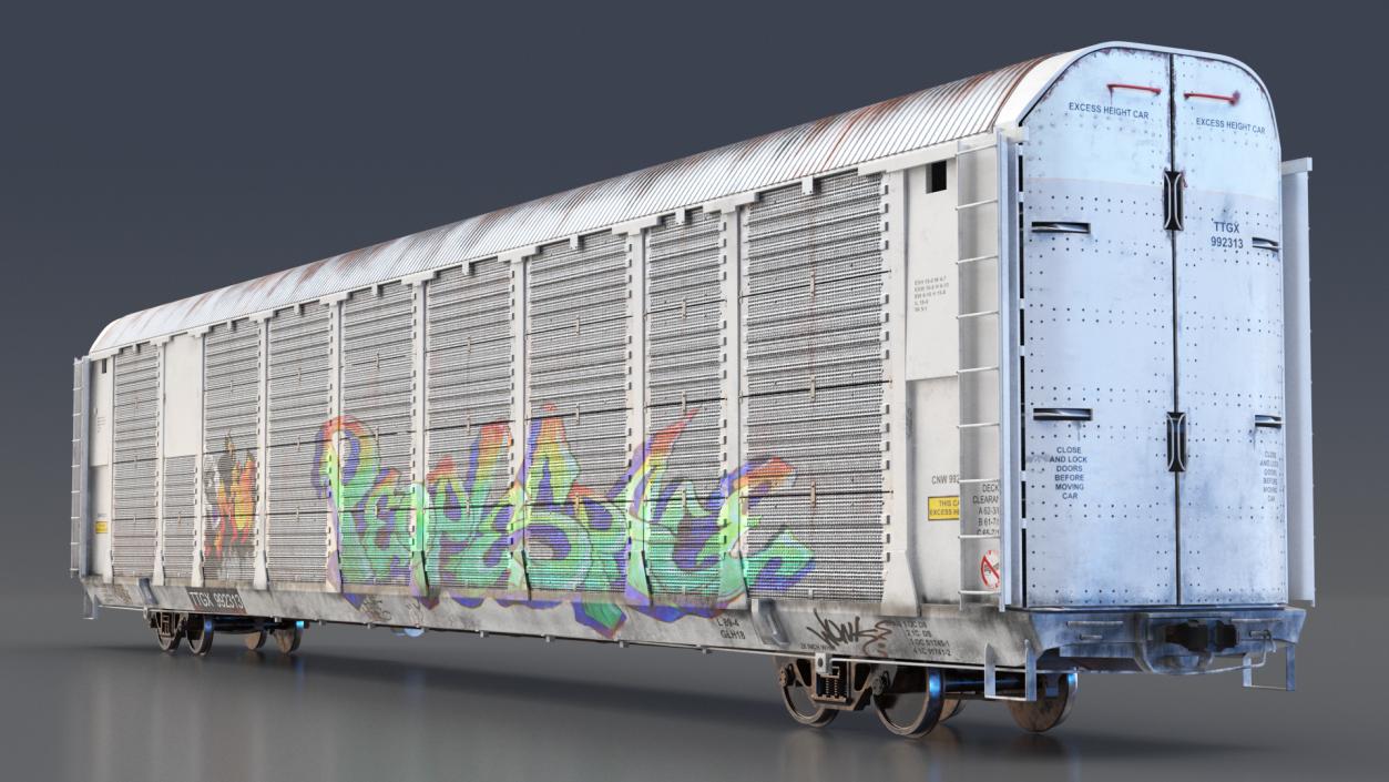 Generic Old Auto Rack Freight Car White 3D model