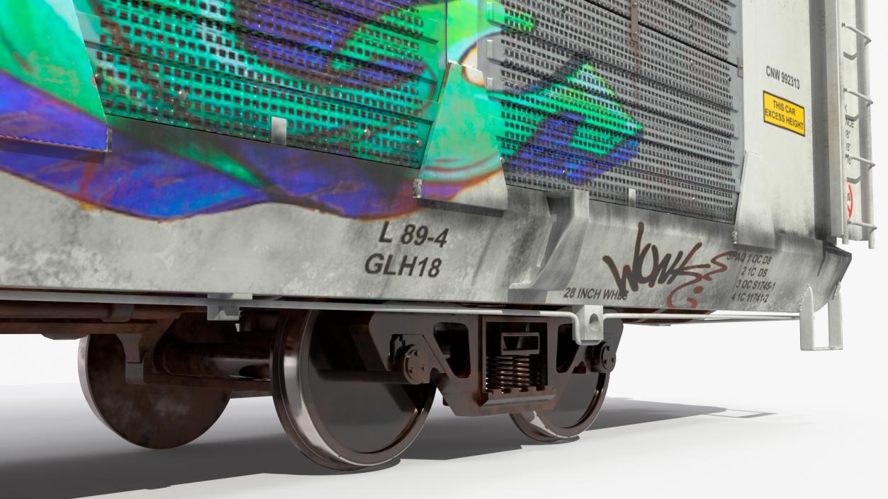 Generic Old Auto Rack Freight Car White 3D model