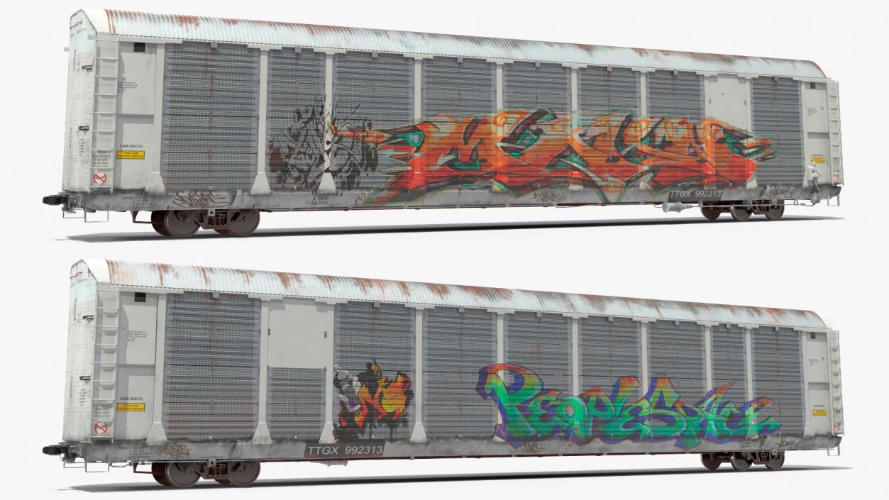 Generic Old Auto Rack Freight Car White 3D model