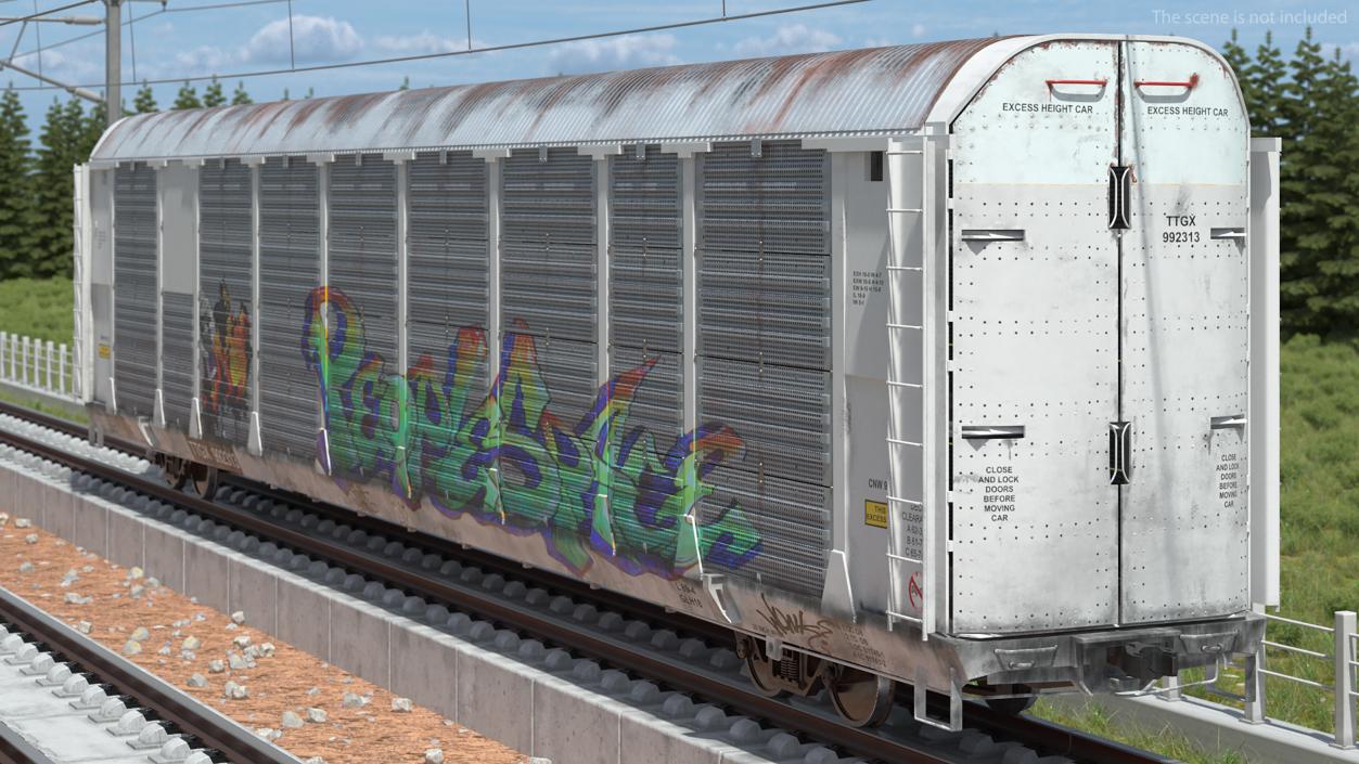 Generic Old Auto Rack Freight Car White 3D model