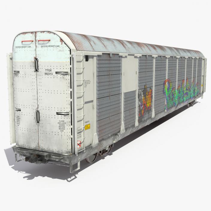 Generic Old Auto Rack Freight Car White 3D model