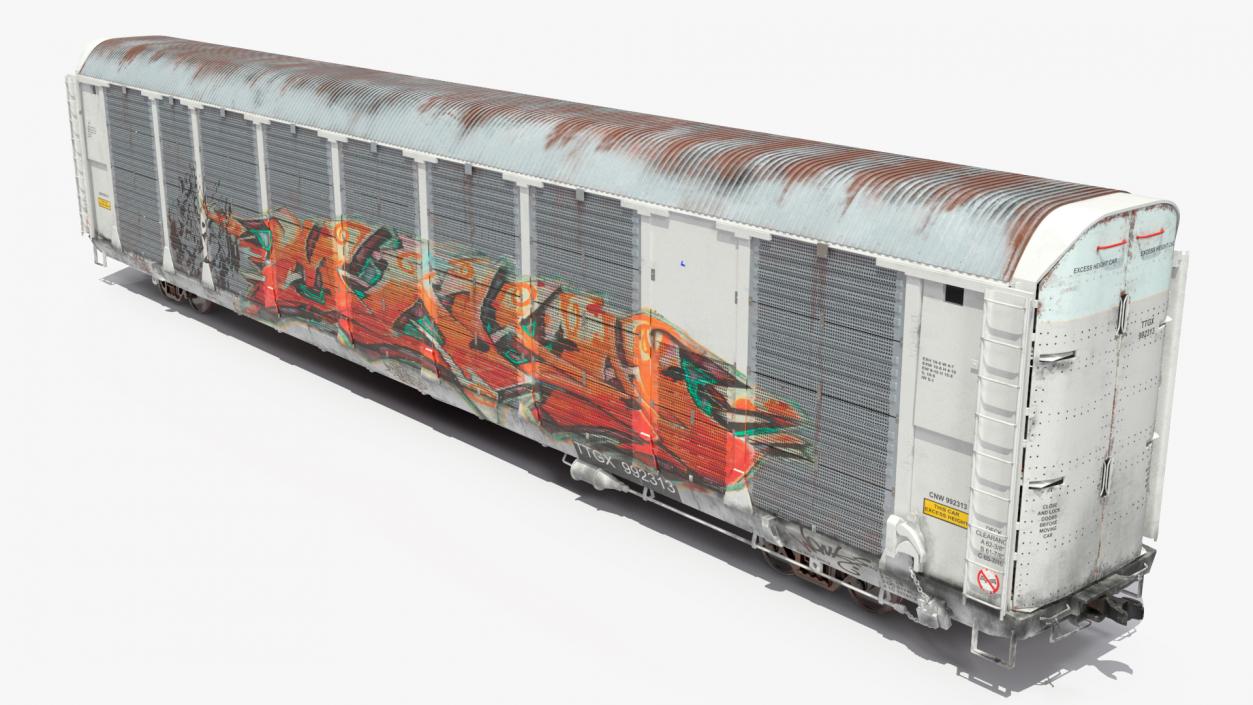 Generic Old Auto Rack Freight Car White 3D model