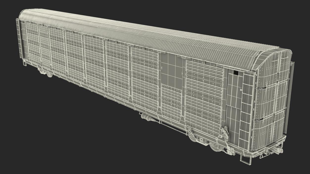 Generic Old Auto Rack Freight Car White 3D model