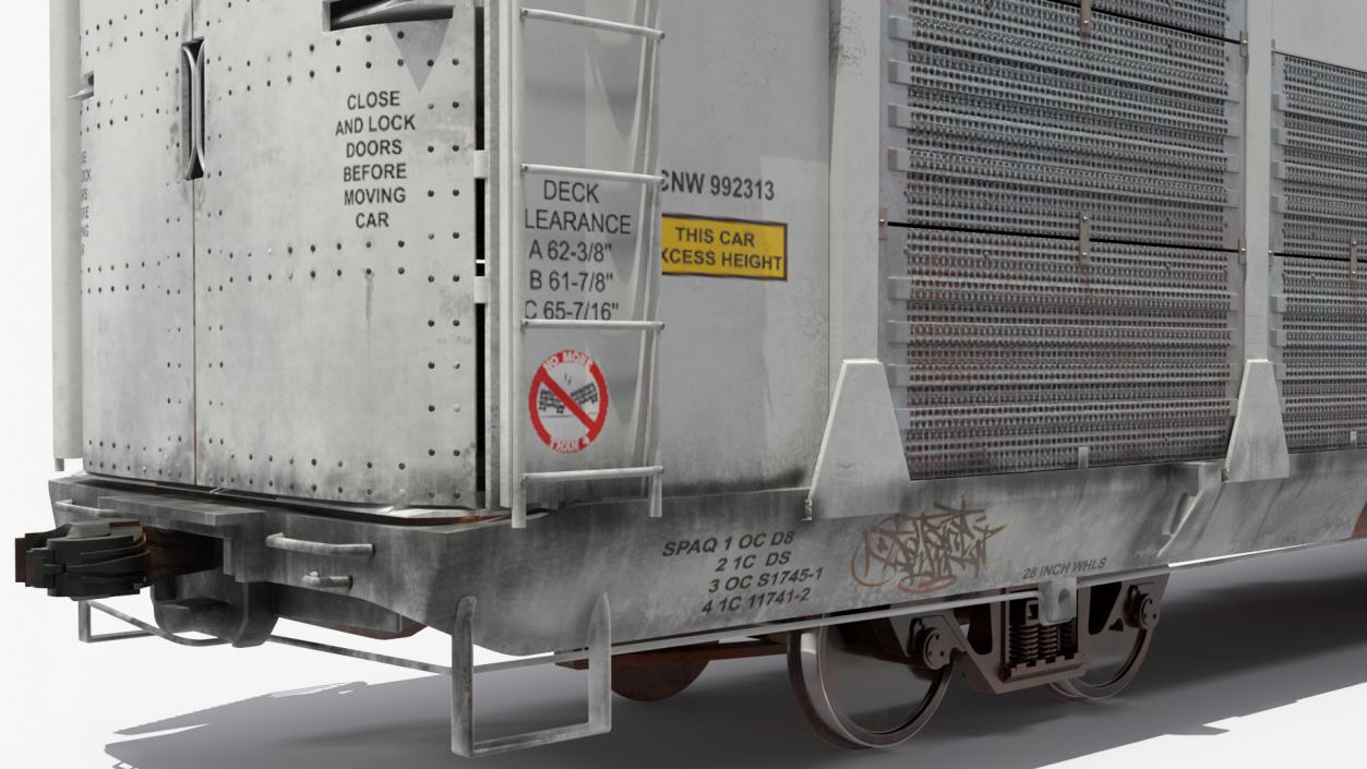 Generic Old Auto Rack Freight Car White 3D model